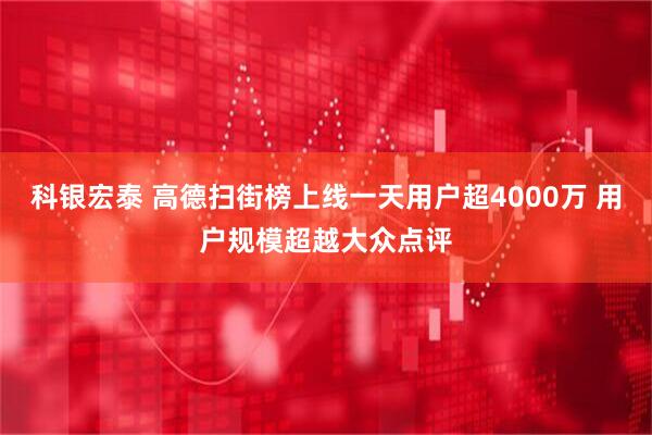 科银宏泰 高德扫街榜上线一天用户超4000万 用户规模超越大众点评